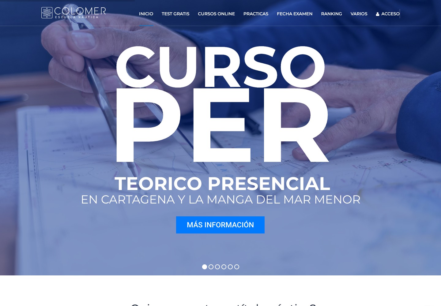 Captura real del diseño web de Curso del PER, con su navegación y página de inicio